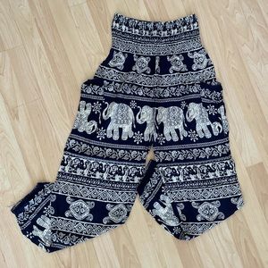 Blue and white elephant pants